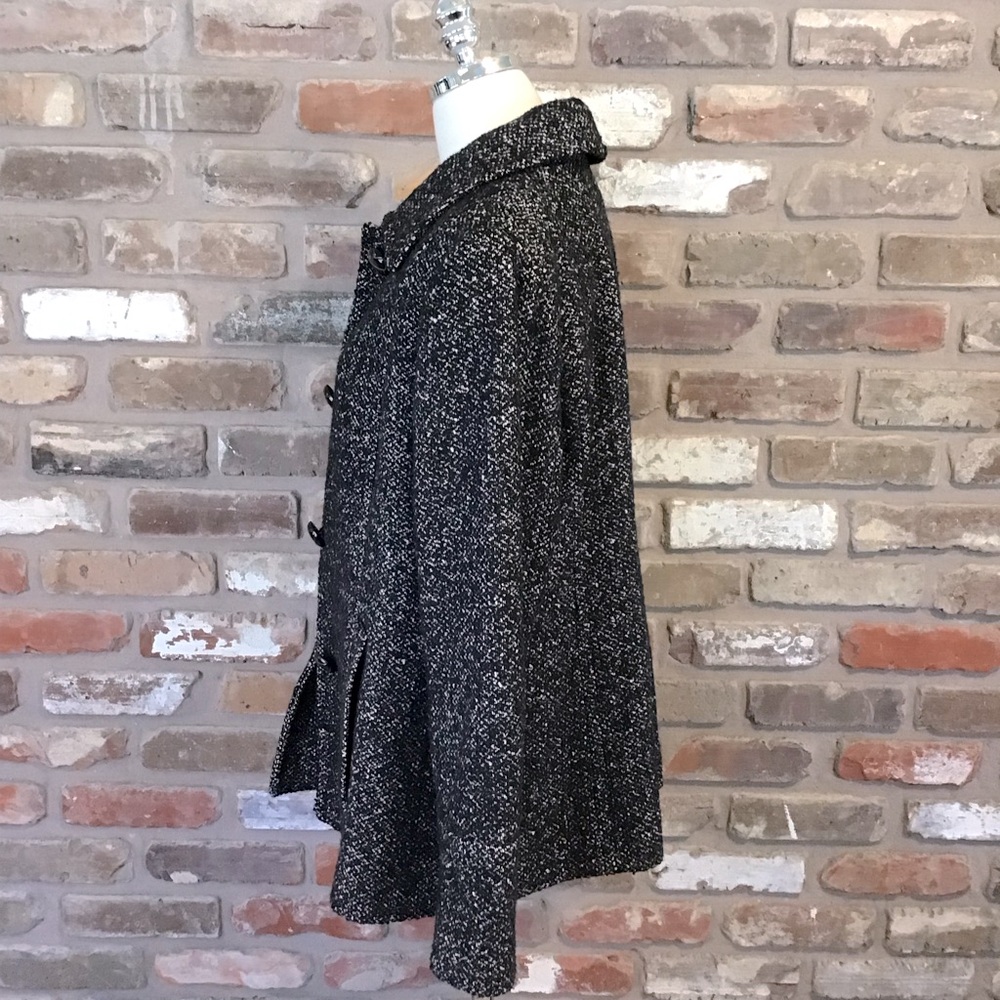 LONDON FOG Women’s Black & White Marled Textured Collared Wool Blend Coat L - Picture 5 of 9